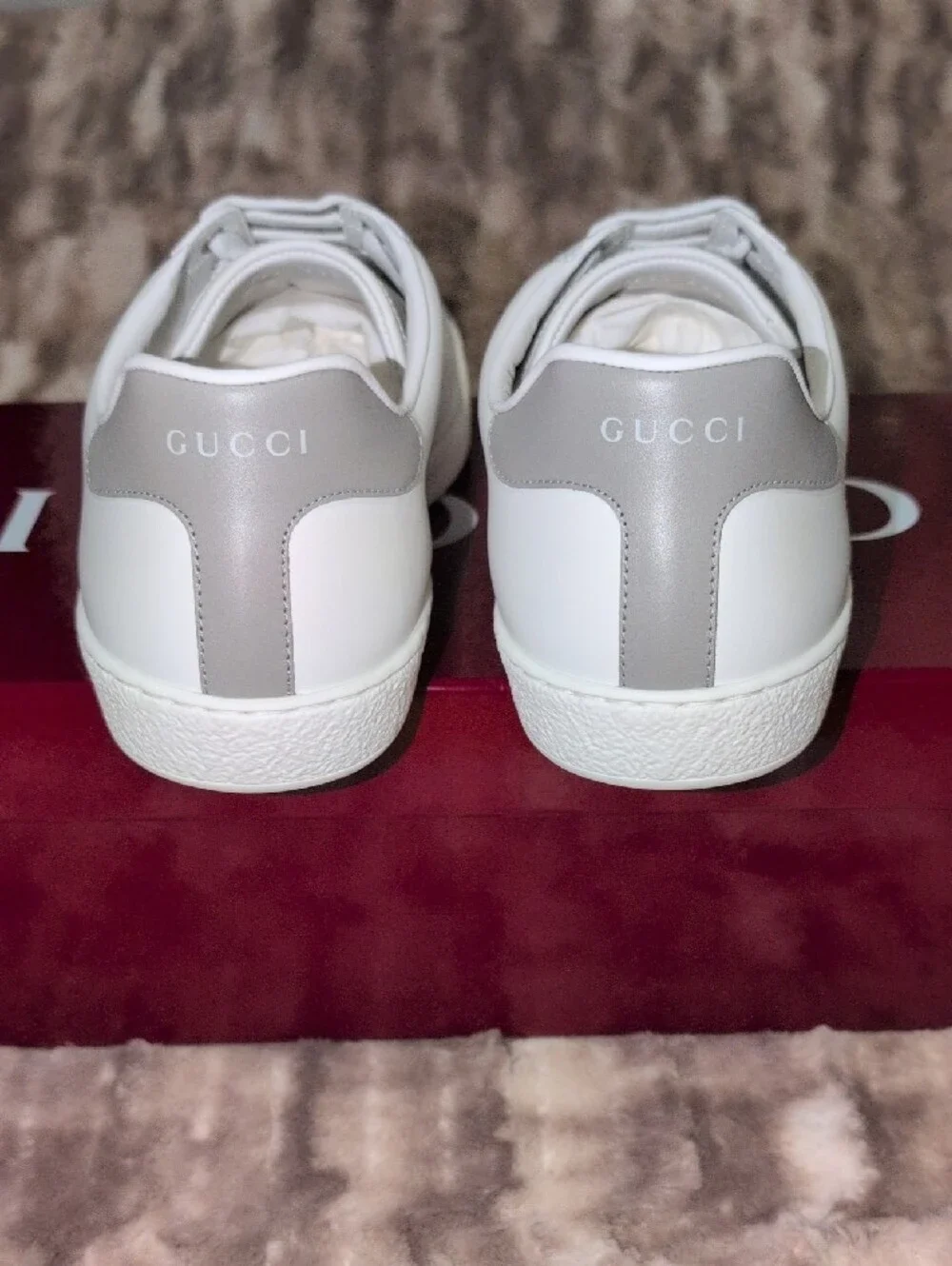 Gucci Ace White Leather Sneakers Mens UK Sz 11.5 - New In Box
